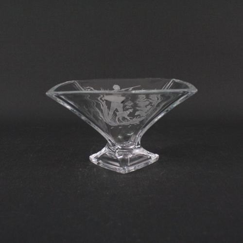 Owocarka kryształowa z grawerem myśliwskim 16,5 cm