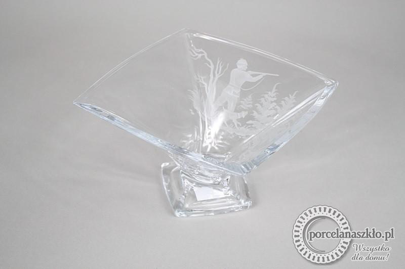 Owocarka kryształowa z grawerem myśliwskim 32,5 cm